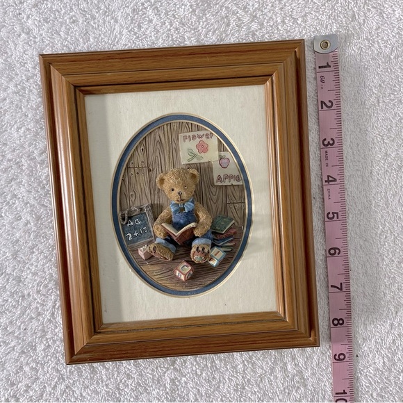 Vintage Cherison Hand Crafted Hand Painted Framed 3D Teddy Bear Wall Art - Picture 4 of 13
